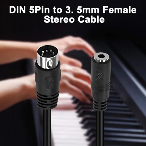 Vista 6 de MEIRIYFA Cable de audio DIN MIDI de 5 pines a TRS de 0.138 in, adaptador de cable de audio profesional TRS estéreo hembra a macho DIN de 5 pines