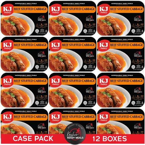 Vista 13 de KJ Poultry Kosher Ready Meals – Rollos de col rellenos de ternera, comidas de carne MRE listas para comer, sin gluten (paquete de 1) preparado