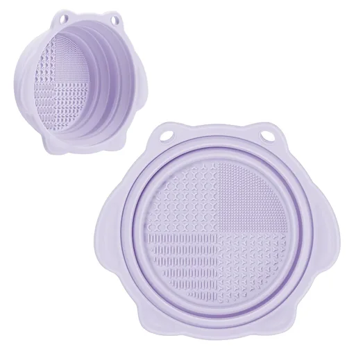 Vista 8 de Cuenco Limpiador de Brochas de Maquillaje Plegable de Silicona - Etercycle Herramienta de Limpieza Portátil para Brochas, Borlas de Polvo y Esponjas