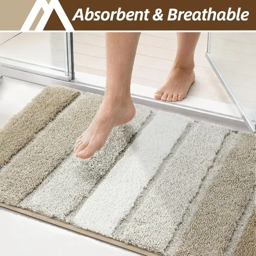 Vista 4 de COSY HOMEER Alfombras de baño de 24 x 17 pulgadas, ultra suaves y absorbentes, con respaldo de TPR antideslizante, lavable a máquina, alfombra Beige