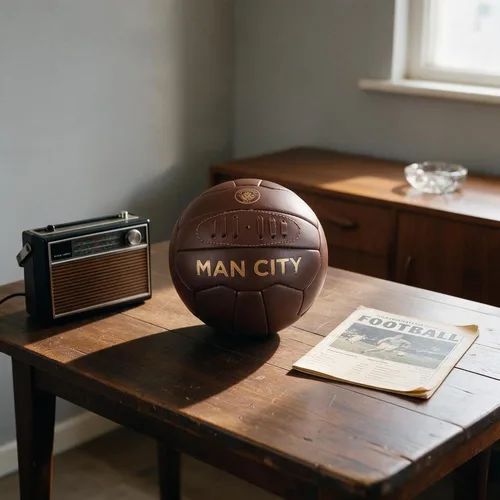 Vista 3 de Manchester City FC Balón de fútbol Retro Leather Heritage (talla única) (marrón)