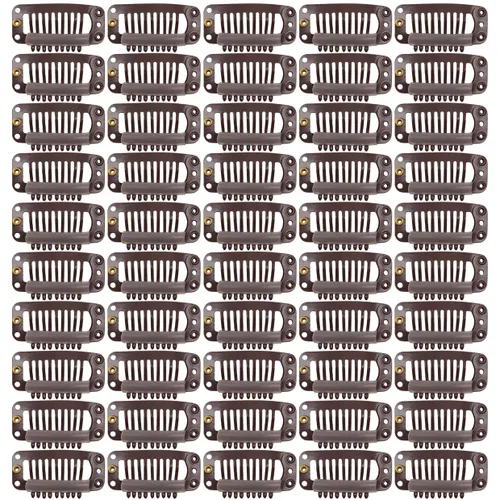 Vista 12 de 50 pinzas para extensiones de cabello de 1.102 in, 8 dientes para extensiones de cabello y extensiones de cabello (negro)