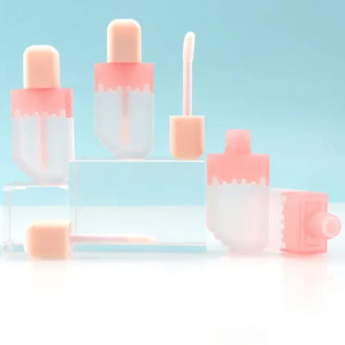 Vista 3 de Lasenersm 4 tubos de brillo de labios en forma de helado rosa, contenedores reutilizables de 0.2 fl oz (0.2 fl oz)