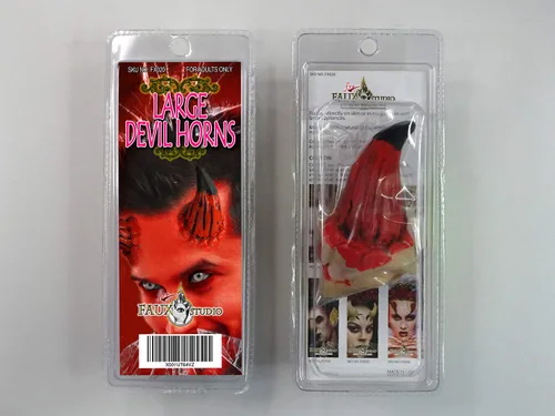 Vista 2 de Fxe Faux Studio Aparato protésico de látex de cuernos de diablo grandes para Halloween.