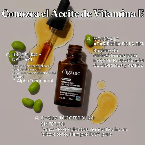 Vista 3 de Cliganic Aceite puro de vitamina E para piel, cicatrices, cabello y cara, 30,000 UI, verificado sin OMG D-alfa tocoferol natural