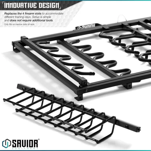 Vista 6 de Savior Equipment Accesorio táctico de 8 pistolas para soporte de rifle corto, marco de acero resistente, se adapta a la mayoría de pistolas