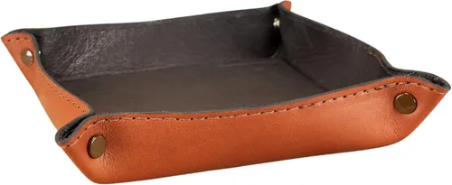 Vista 6 de Yoder Leather Company Bandeja de valet de cuero genuino hecha a mano – Bandeja de dados plegable para juegos de rol, mesa, monedas, llaves y Negro