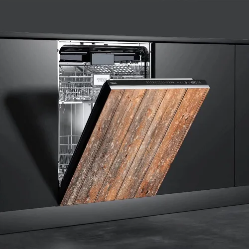 Vista 4 de Cubierta Magentic para lavavajillas con tablones de madera antigua, decoración de personalidad, imán autoadhesivo para nevera, adhesivos decorativos