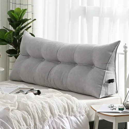 Vista 9 de Cojín de almohada triangular copetudo para respaldo, funda extraíble, almohada de lectura, cojín de lectura para cabecero grande para cama, sofá
