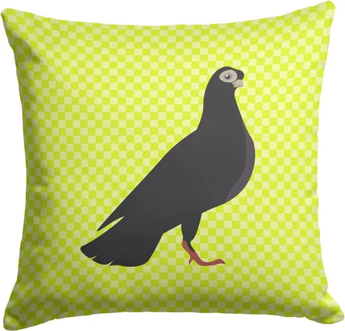 Vista 327 de Caroline's Treasures BB8163PW1414 Beltsville - Almohada decorativa de tela a cuadros pequeños, color blanco, pavo y gallina azul, lavable a máquina