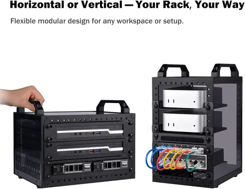 Vista 5 de GeeekPi DeskPi RackMate TT Mini gabinete de servidor para mini PC, red, servidores, audio y equipo de video