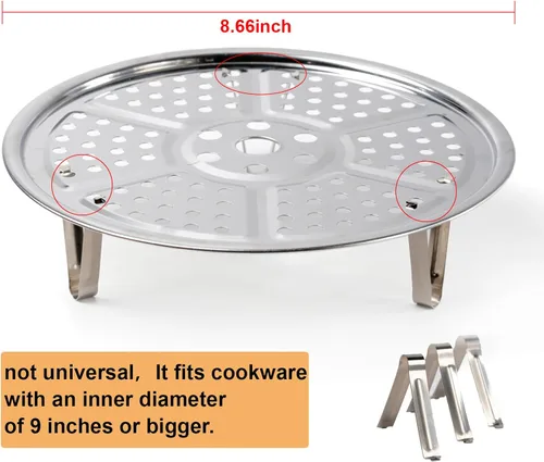 Vista 3 de Estante de vapor, estantes de vapor de acero inoxidable premium con soporte removible, bandeja de vapor para olla de 8.6 pulgadas para utensilios