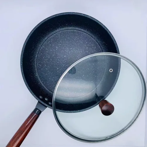 Vista 3 de Sartén antiadherente, sartén de granito antiadherente con tapa de vidrio, sartén para saltear con tapa (sartén con tapa de 10 pulgadas)