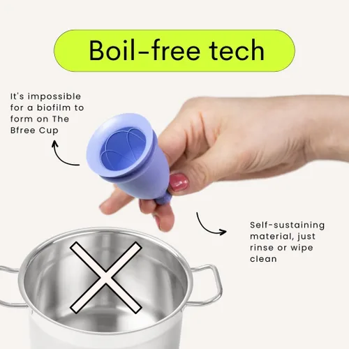 Vista 3 de Bfree - Taza menstrual para adolescentes, paquete de 2 unidades, reutilizable, sin fugas, tampón ecológico y producto alternativo de higiene
