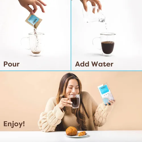 Vista 4 de Waka - Paquete de café y té instantáneo, té verde sin azúcar, paquete de caja colombiana de tostado medio de una sola porción