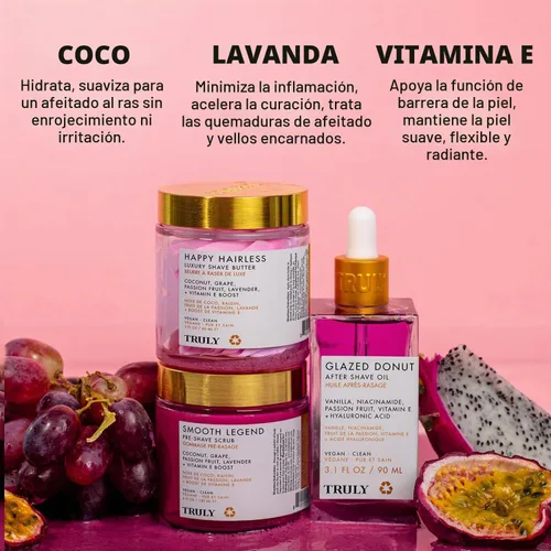 Vista 2 de Truly Beauty Ultimate Smooth Legend - Juego de afeitado Kit de 3 pasos con exfoliante corporal, mantequilla de afeitar, aceite para después