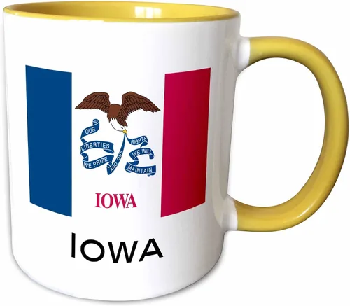 Vista 17 de 3dRose Taza de dos tonos con la bandera del estado de Iowa, 11 onzas, negro/blanco