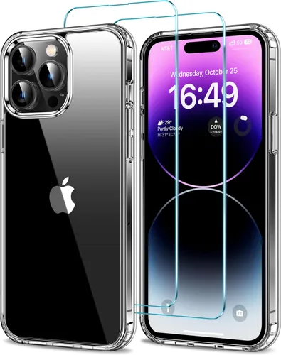 Vista 49 de HOOMIL Funda para iPhone 11 con 2 protectores de pantalla de vidrio templado, no amarillea, protección contra caídas, arañazos, transparente, parte