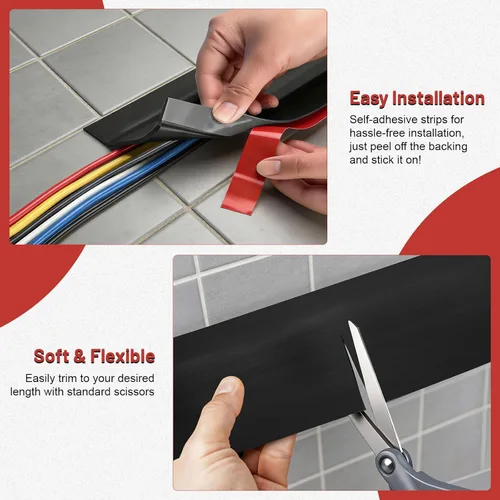 Vista 3 de Tendak Cubierta de cable de suelo de 16.4 pies, cubierta de cable suave de PVC para ocultar cables de extensión y evitar tropiezos, protector