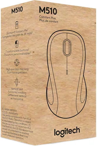 Vista 8 de Logitech M510 - Mouse inalámbrico, ratón para laptop y PC con receptor unificador USB, botones programables - Grafito