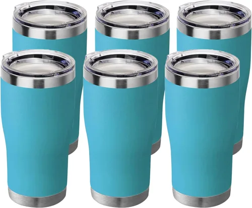 Vista 11 de HASLE OUTFITTERS Vaso de 20 onzas a granel, vasos de acero inoxidable con tapa, vaso aislado al vacío, taza de doble pared con recubrimiento