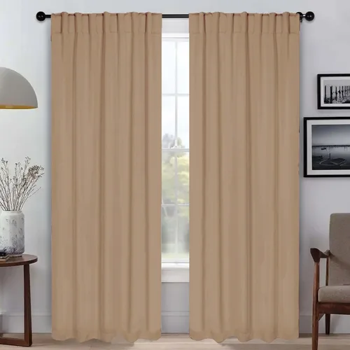 Vista 24 de BLUENILEMILLS Paneles de cortinas opacas para oscurecer la habitación con bolsillo para barra/pestañas traseras, cortinas perfectas para ventanas