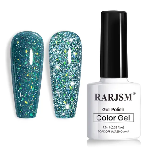 Vista 15 de RARJSM Esmalte de uñas de gel con purpurina roja reflectante holográfica, destellos de arco iris, diamantes brillantes, LED, UV, secado con lámpara