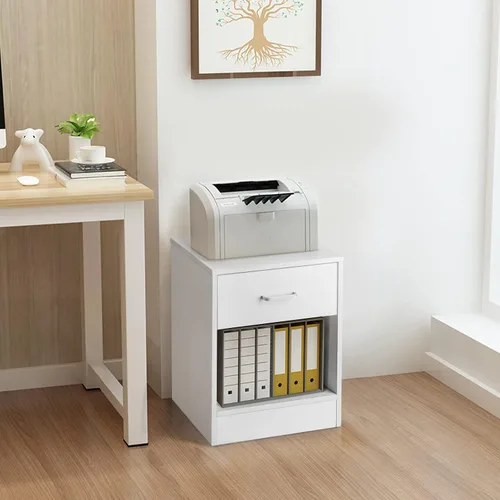 Vista 8 de Karl home - Juego de 2 mesitas de noche de madera blanca, moderna para dormitorio Wood Bedside Table Set with Open Storage Shelf, Multi-scene