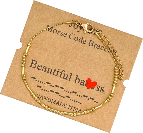 Vista 149 de JoycuFF Pulseras inspiradoras de código morse para mujeres, cuentas de plata, joyería con mantra de motivación, regalos para ella