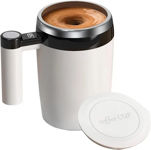 Vista 10 de Taza magnética automática autoagitable con pantalla LCD inteligente de temperatura, taza de café de mezcla eléctrica de acero inoxidable recargable