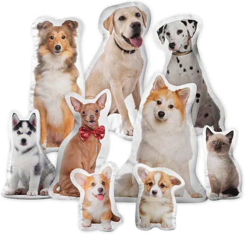 Vista 10 de Easycosy Almohada de fotos personalizada, almohada personalizada con forma de cara, almohada personalizada de animales de peluche para mascotas