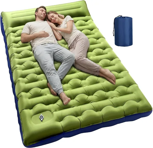 Vista 13 de KASBAH - Colchoneta de dormir inflable de 6 pulgadas de grosor con bomba de pie y almohada integradas, equipo de campamento ultraligero