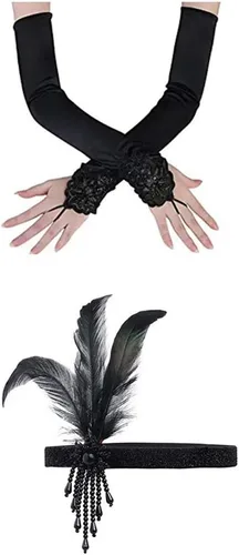 Vista 6 de Vestido vintage de los años 20 para mujer, vestido vintage de gran Gatsby con lentejuelas, maxi vestidos de cóctel de noche con accesorios