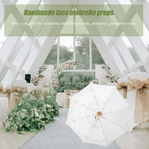 Vista 2 de Paraguas de encaje negro, sombrilla plegable de encaje hecho a mano, para boda, novia, para mujeres, decoración de fiesta, baile y fotografía