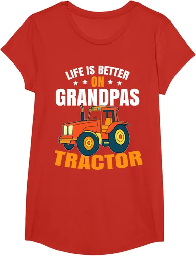 Vista 39 de Life Is Better On Grandpas Tractor Kids Farm Tractor Boy Camiseta, Negro