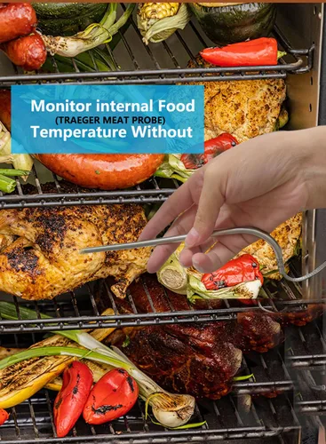 Vista 8 de Repuesto para sonda de carne Traeger, compatible con parrillas de pellets de madera Traeger y ahumador, equipado con kit de soporte de parrilla