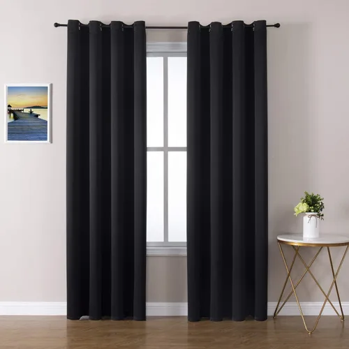 Vista 141 de ChrisDowa - Cortinas cortas para ventana de 40 pulgadas para dormitorio - Cortinas cortas con ojales y aislamiento térmico para oscurecer
