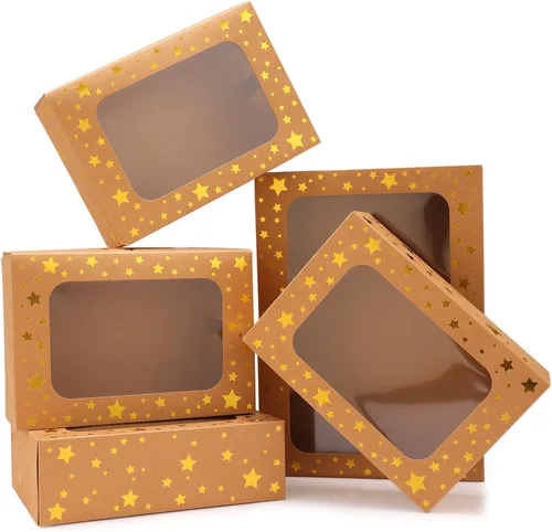Vista 11 de Paquete de 24 cajas para galletas de Navidad (21x15x7 cm), cajas para regalos navideños, cajas de panadería con ventana para intercambio de regalos