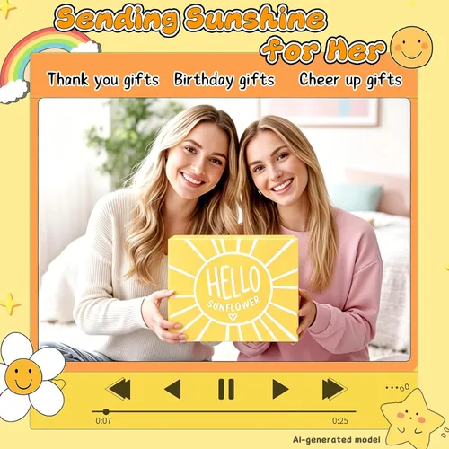 Vista 7 de Cesta de regalo de girasol para mujer, juego de caja de regalo de spa
