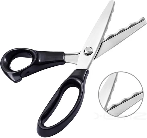 Vista 12 de Tijeras profesionales de costura para costura, tijeras profesionales de acero inoxidable con agarre cómodo, cuchillas dentadas y festoneadas