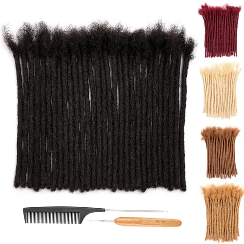 Vista 33 de DAIXI 0.2cm y 0.4cm y 0.6cm y 0.8cm de grosor 4-18 pulgadas 10 hebras extensiones de rastas de cabello humano 100% real para hombres/mujeres