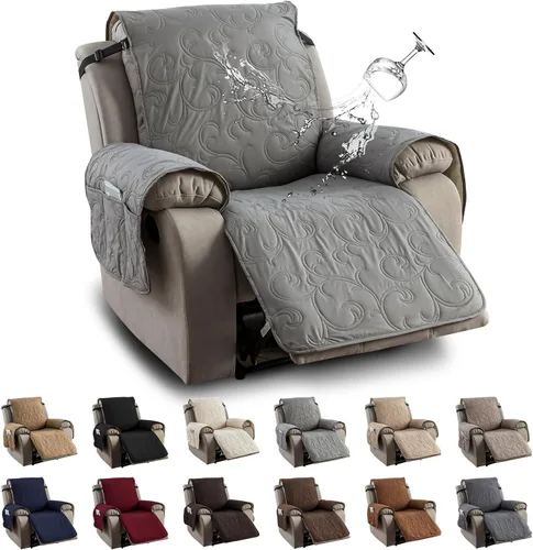 Vista 15 de Funda reclinable 100% impermeable para sofá biplaza, 4 piezas divididas para sofá reclinable de 2 asientos, funda de sofá reclinable antideslizante