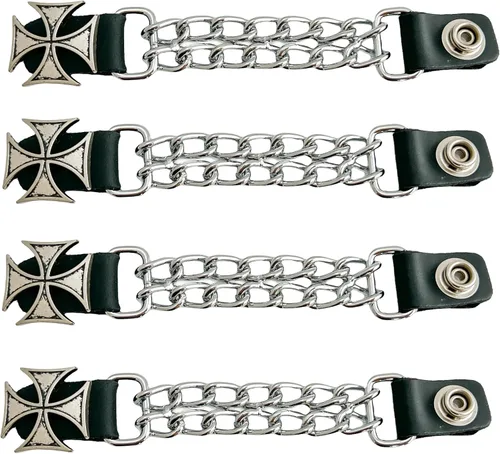 Vista 9 de Funk Plus Extensores de chaleco de motocicleta de 4 pulgadas, doble cadena cromada, chaqueta MC a presión regular fabricada en EE. UU