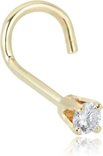 Vista 9 de AVORA Anillo de nariz de diamante de oro amarillo de 14 quilates / joyería corporal (calibre 22)