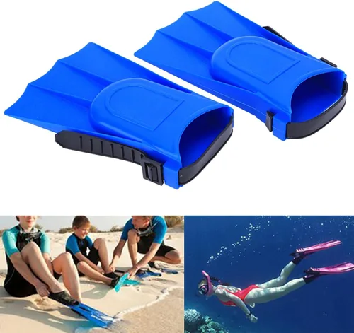 Vista 2 de Aletas de entrenamiento de natación, 1 par de aletas de natación para niños, aletas de natación para niños, buceo, esnórquel, aletas cortas