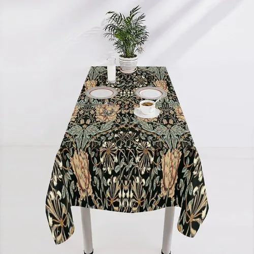 Vista 70 de Mantel Floral Retro de Pájaros, Diseño Original Bohemio William Morris Estampado Cubierta de Mesa para Hogar Picnic Fiesta Comedor Cocina William