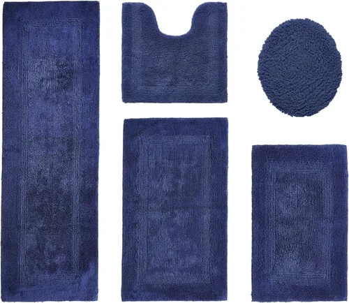 Vista 378 de Better Trends - Juego de 2 alfombras de baño 100% algodón, extra suaves, con borlas, de 17" x 24", alfombra de baño superabsorbente y reversible