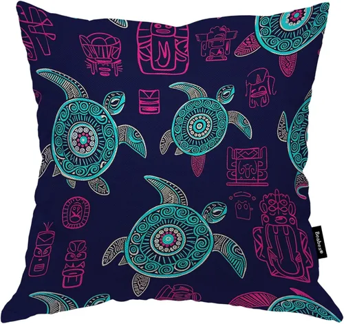 Vista 20 de Funda para cojín Beabes de 18"X18" con ancla, diseño náutico azul y blanco a rayas, funda de almohada cuadrada de algodón y lino para el hogar