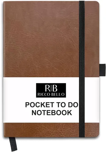 Vista 12 de RICCO BELLO - Cuaderno de lomo pegado con marcador Sin fecha, piel sintética, soporte para bolígrafo, planificador de productividad
