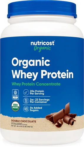 Vista 6 de Nutricost Concentrado de proteína de suero orgánico, sabor a mantequilla de maní de chocolate, (1 libra), sin gluten, sin OMG